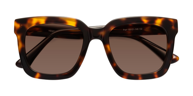 Tortoise Oversized Acetate Square Tinted Sunglasses with Brown Sunwear Lenses - Parr