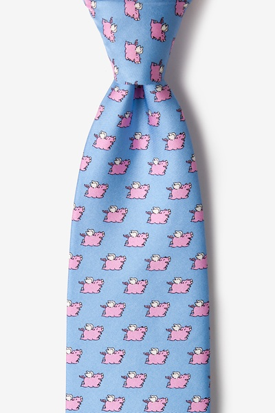 When Pigs Fly Light Blue Tie