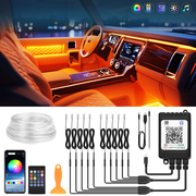 Interior Car LED Strip Lights, RGB Neon Ambient Lighting Kit with Fiber Optic Tubing, 16 Million Colors, Wireless APP & Remote Control, 6-in-1 /8-in-1 /10-in-1