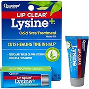Quantum Health Lip Clear Lysine+ Cold Sore Treatment Soothe & Moisturize Mouth Sores - L-Lysine Menthol Calendula & Propolis Ointment - Transparent Fever Blister Healing Balm - 0.25 Oz