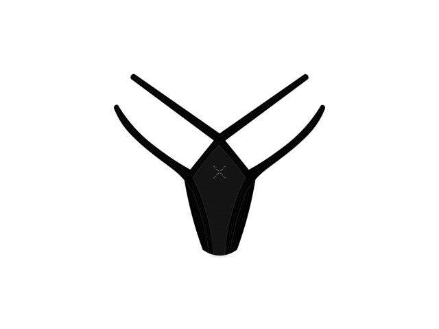 Black Strappy Mesh Thong