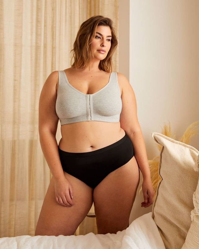 Front Closure Wireless Heather Cotton Bra - tiVOGLIO