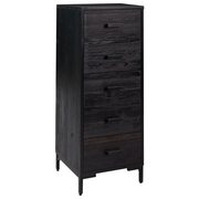 vidaXL Chest Of Drawers Black Solid pinewood, engineered wood, metal Tall