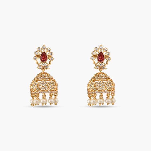 Mayura Nakshatra CZ Jhumka Earrings
