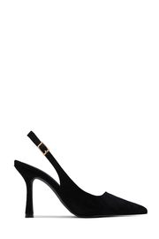 Carianna Faux Suede Slingback Pumps - Black