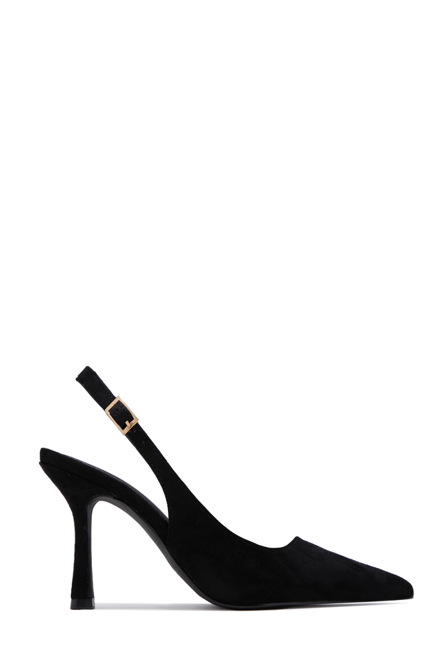 Carianna Faux Suede Slingback Pumps - Black