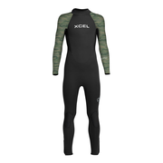 Kids' Axis Back Zip Full Wetsuit 4/3mm - Black/Green Camo