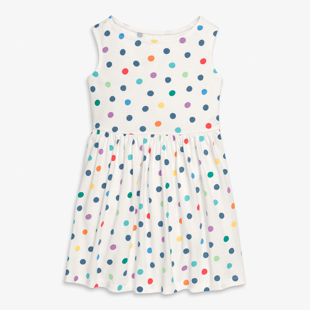 Clearance kids recess dress in rainbow confetti dots