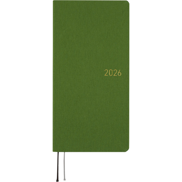 Hobonichi Light Hard Cover Mega English Book - Colors: Antique Green - Tall & Slim (Weeks - January Start)