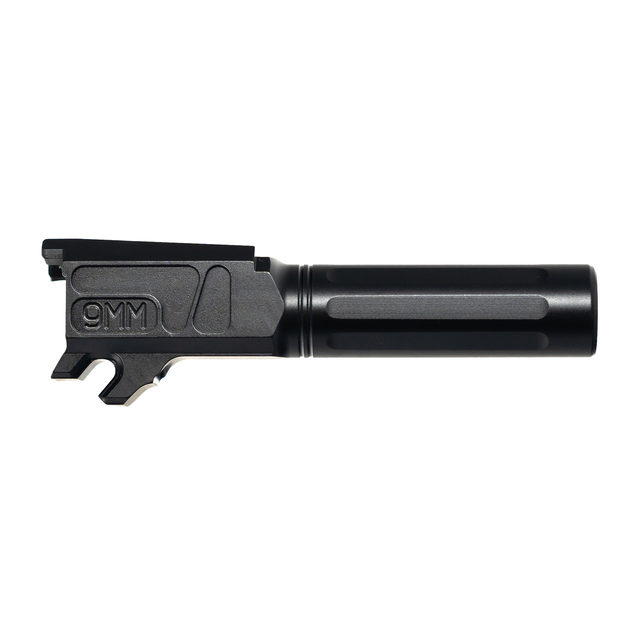 Faxon Match Series Straight Fluted Barrel for P365, 1/10 Twist, 416-R Material, Black Nitride Finished, Target Crowned, Non-Threaded 