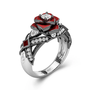 Nature Unique Red Rose Engagement Ring Women