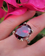 Bella Rosa Genuine 14.5 CARAT  Ruby  .925 Sterling Silver  Large   Statement Ring size 7