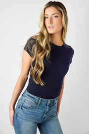 Cap-Sleeve Crew-Neck Tee