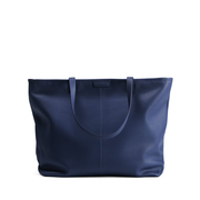 Large Zippered Downtown Tote Navy Blue