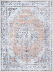 Distressed Vintage Oxus Desert in Grey & Beige Rug