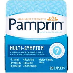 Pamprin Maximum Strength Multi-Symptom Menstrual Pain Relief Caplets, 20 Ct