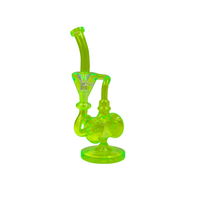 10" Neon Green Inline Percolator Recycler Waterpipe