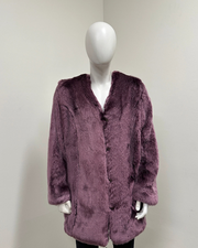 *Sample* V-Neck Luxe Faux Fur Coat | Lavender Wolf - X-Large