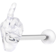 14 Gauge 5/8 Clear Acrylic Flip the Middle Finger Barbell Tongue Ring