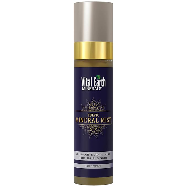 Vital Earth Fulvic Mineral Facial Mist, Travel-Friendly – Anti-Aging Face & Hair Spray for Cellular Renewal & Hydration, 3.4 Oz