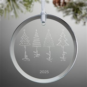 Scripted Christmas Tree Personalized Glass Ornament 