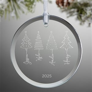 Scripted Christmas Tree Personalized Glass Ornament 