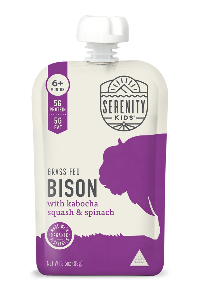 Grass Fed Bison Baby Food Pouch with Organic Kabocha Squash and Spinach