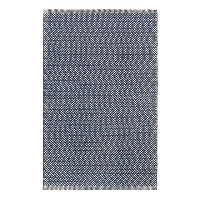Herringbone Handwoven Indoor/Outdoor Rug | Navy/Ivory
