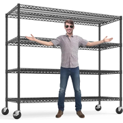 REIBII 75.6" H Wire Shelving Unit With Wheels, 2500Lbs Heavy Duty Metal Shelves, Adjustable Garage Storage Rack for Pantry