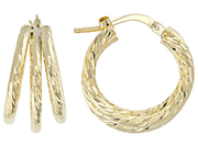 18k Yellow Gold Over Bronze Hoop Earrings