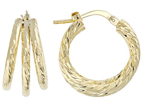 18k Yellow Gold Over Bronze Hoop Earrings