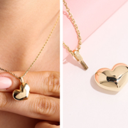 Gold Vermeil Custom Heart Urn Necklace for Ashes