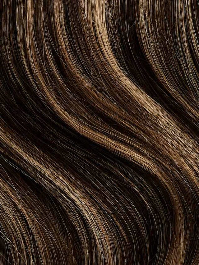 16" Mocha Brown Highlights Halo® Hair Extensions (140g)