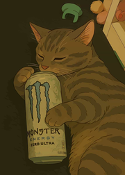 Cat Nap with Monster Energy Drink