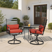 EROMMY Patio Swivel Chair Set of 2, Outdoor Dining Chairs with Cushions for Porch, Deck, and Garden, Red