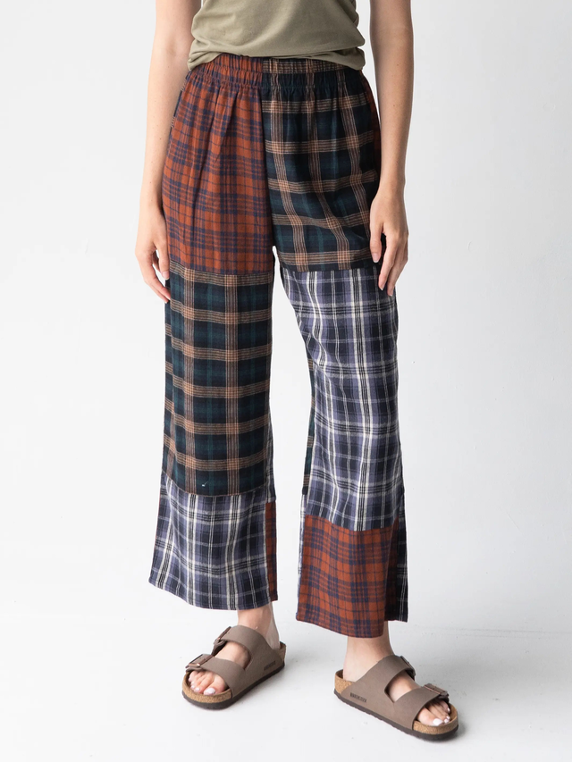 Mimi Plaid Pant - Rust Navy Plaid