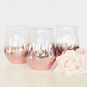 Personalized Rose Gold Stemless Glass