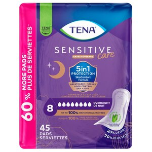 Tena Serenity Incontinence Overnight Pads for Women, 45 CT