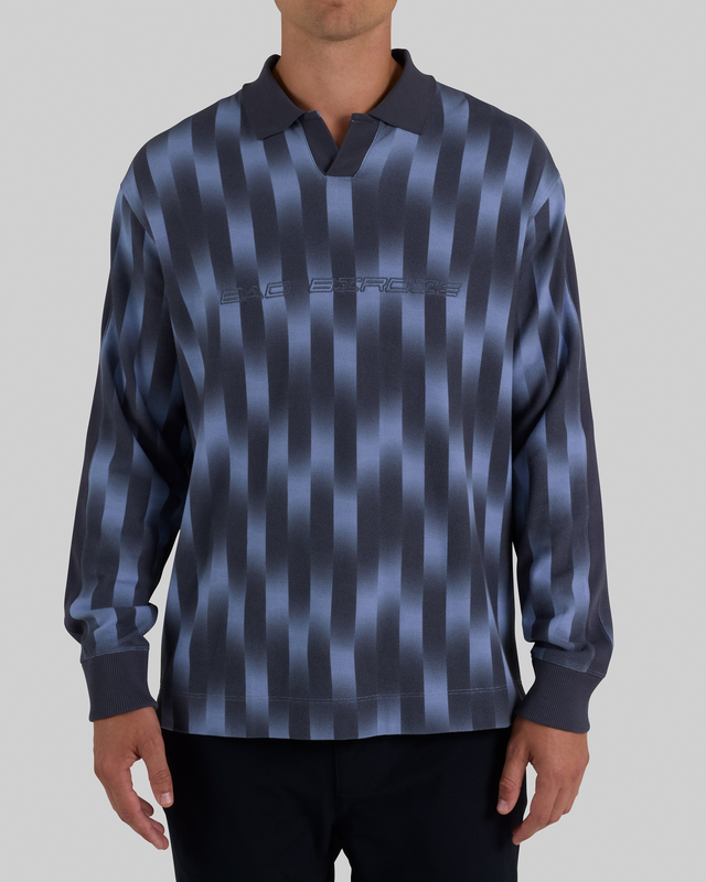 Long Sleeve Polo - Warped Black