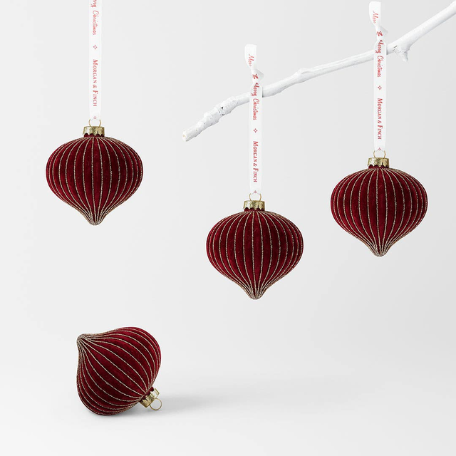 Velvet Ribbed Onion Ball Set Of 4