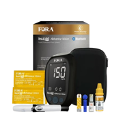FORA Test N’GO Advance Voice Cholesterol Kit – Voice Function (English & Español), Bluetooth Enabled, 10 Total Cholesterol Strips + 10 Lancets｜Effortless Daily Care