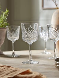 Four Vintage Style Wine Glasses