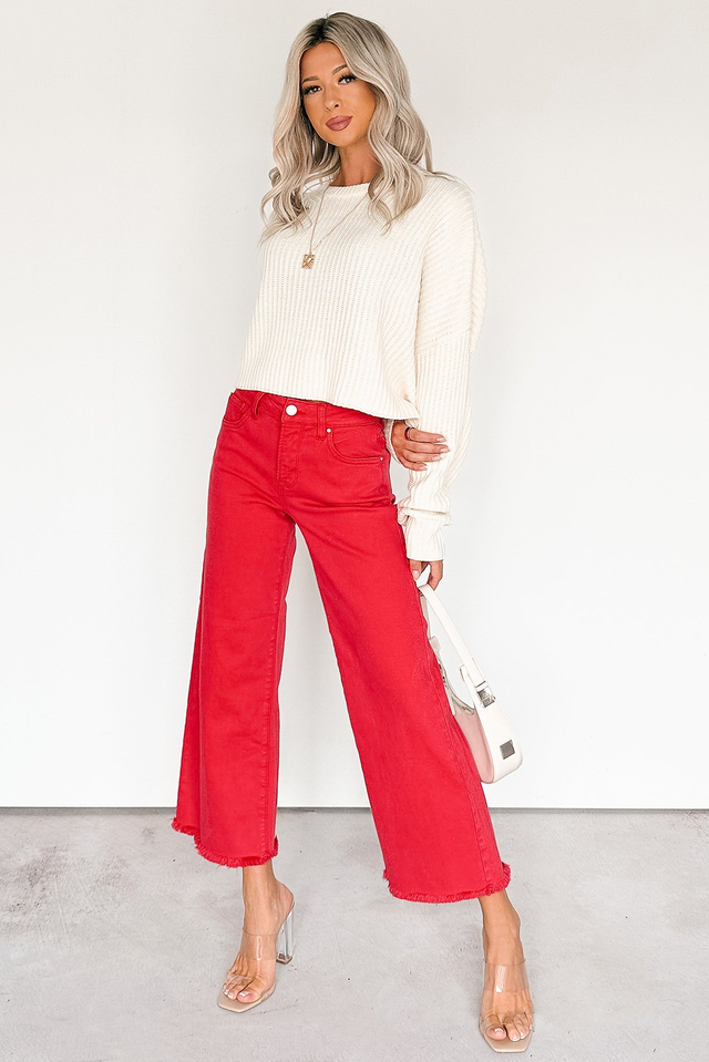 Walter High Rise Wide Crop Risen Jeans (Scarlet)