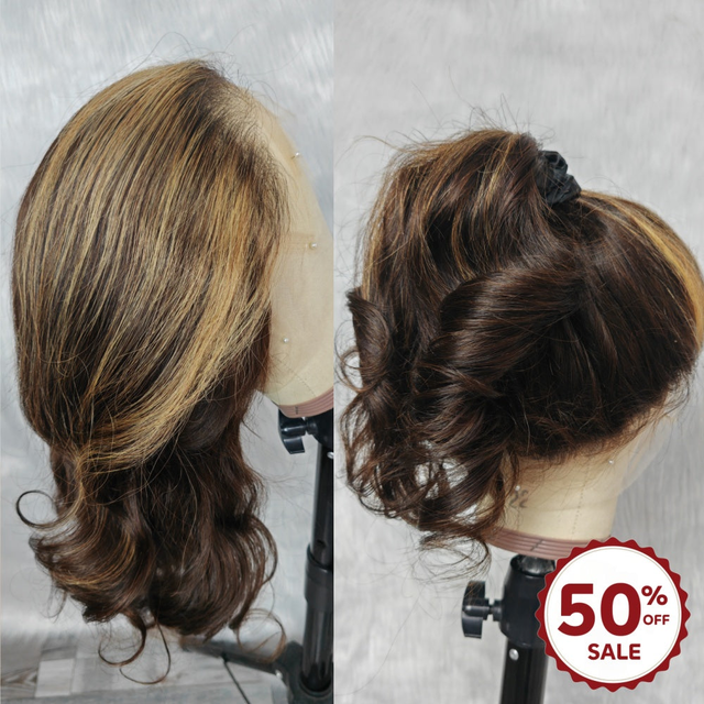 {50% Off} Skin Melt Lace Whole Lace Cap Human Hair Highlight Full Lace Wig