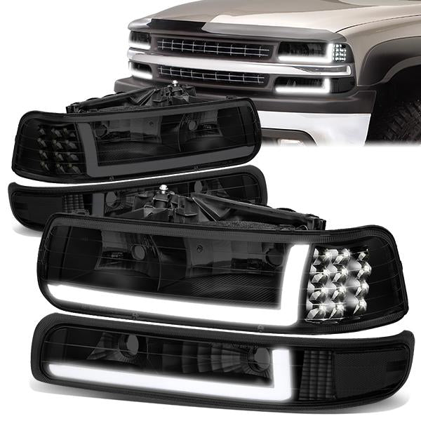 LED DRL Headlights<br>99-02 Chevy Silverado 1500 2500, 00-06 Suburban Tahoe