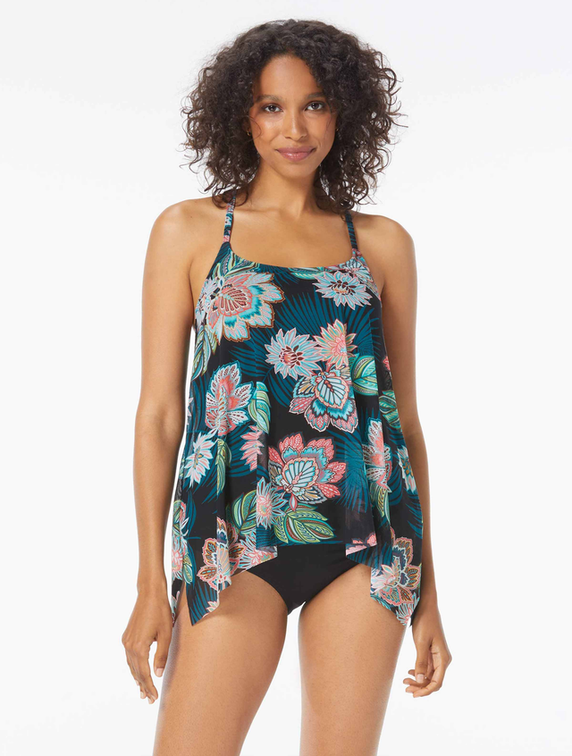 Coco Reef Current Bra Sized Mesh Layer Underwire Tankini Top - Tropical Lotus