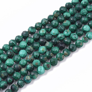 ARRICRAFT Natural Malachite Beads Strands, Faceted, Round, 3mm, Hole: 0.4mm, about 133pcs/strand, 15.16 inches(38.5cm)