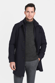 Tech Wool Raincoat, Navy