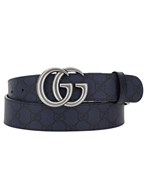 Blue Reversible Belt with GG Buckle in GG Supreme Canvas Man Blu available on gaudenziboutique.com -