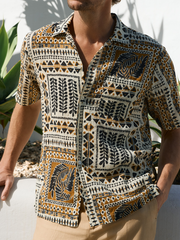 Tan/Brown/Black Palm Frames Irons Camp Shirt | Men's Shirts | J.McLaughlin